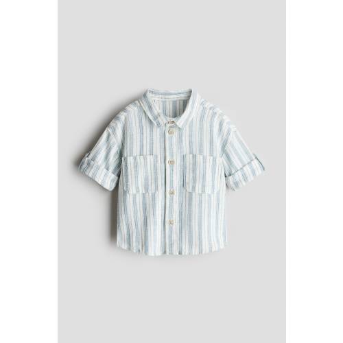 LINEN-BLEND ROLL-UP-SLEEVED SHIRT