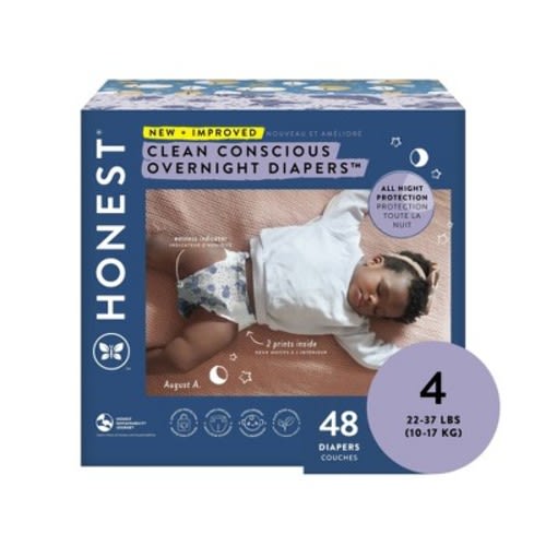 The Honest Company Clean Conscious Disposable Overnight Diapers Cozy Cloud + Star Signs - (Select Size and Pattern), Size: Size 4