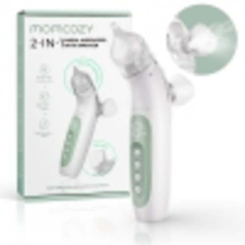 Momcozy SniffEase 2-in-1 Spray Suction Electric Nasal Aspirator for Baby with LED lights and Music , 2 Tips Replacements