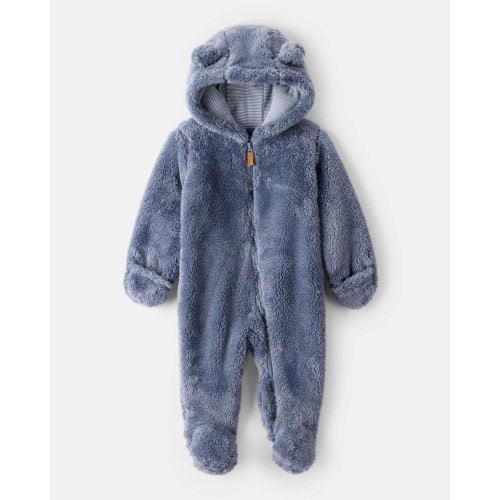 Baby Boy Sherpa Long-Sleeve Hooded Jumpsuit - Blue - Carter's | Carter's