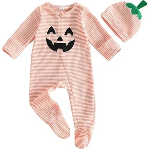 FIOMVA My First Halloween Outfit Baby Girl Newborn Ribbed Romper Long Sleeve Onesie 1st Thanksgiving Clothes Preemie Fall