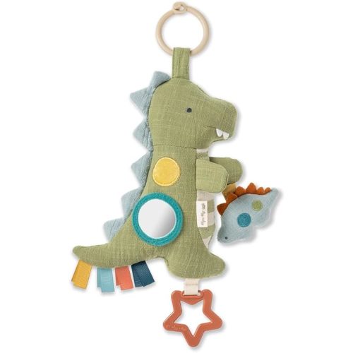 Itzy Ritzy Bitzy Traveler Car Seat & Stroller Toy for Babies – Developmental Sensory Toy Features Crinkle & Rattle Sounds & Multiple Textures –Hanging Travel Toy for On-the-Go Entertainment (Dinosaur)