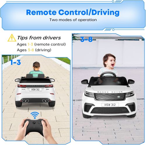 Ride On Car Licensed Land Rover w/Parent Remote Control White