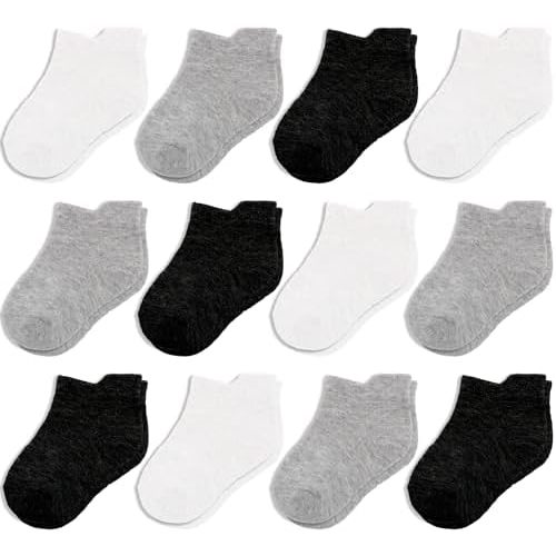 CozyWay Ankle Style Socks for Little Girls & Boys, Infants, Toddlers, Children - 12 Pairs