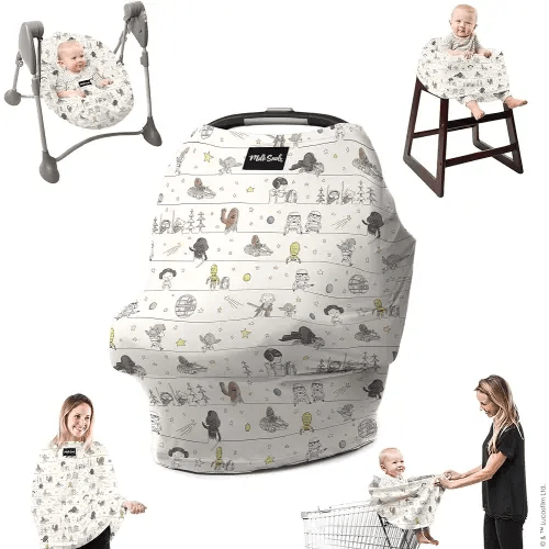 Milk Snob Original Star Wars 5-in-1 Cover, Precious Padawans, Privacy for Breastfeeding, Baby Car Seat, Carrier, Stroller, High Chair, Shopping Cart, Lounger Canopy - Newborn Essentials, Nursing Top