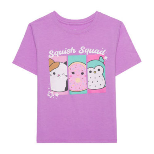 Little & Big Kid Girls Crew Neck Short Sleeve Regular Fit Squishmallows Graphic T-Shirt