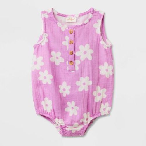 Baby Girls' Gauze Floral Romper - Cat & Jack™ Purple 24m