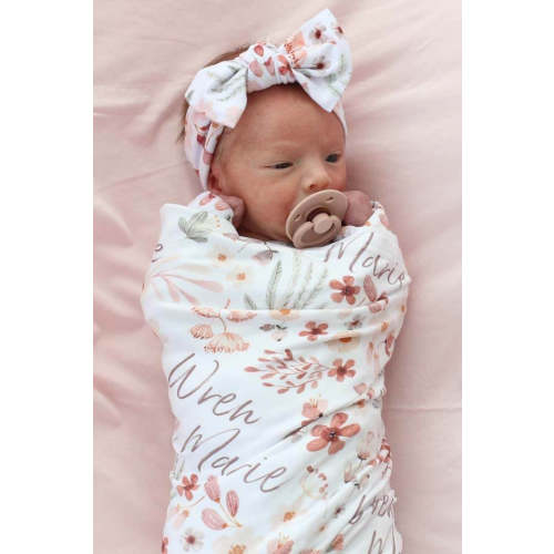 Wren's Wildflower Personalized Swaddle Blanket