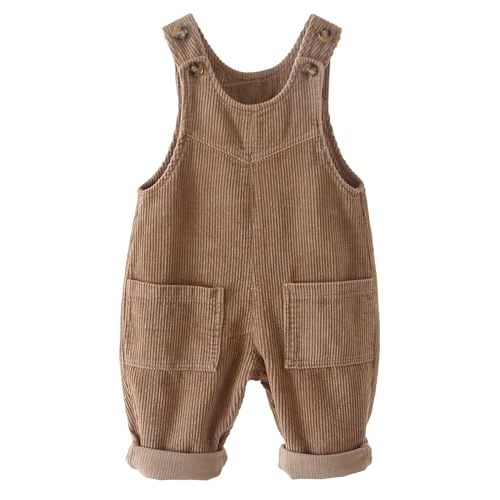 Happy Cherry Infant Baby Boy Girl Corduroy Overalls Romper Adjustable Button Suspender Big Pants Plain Romper Outfit Clothes
