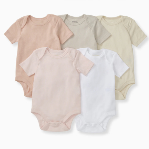 Solid Organic Cotton Short Sleeve Baby Bodysuits 5 Pack - Pink Sand – Burt's Bees Baby