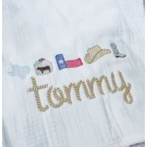 Texas Porter Monogram Burp Cloth