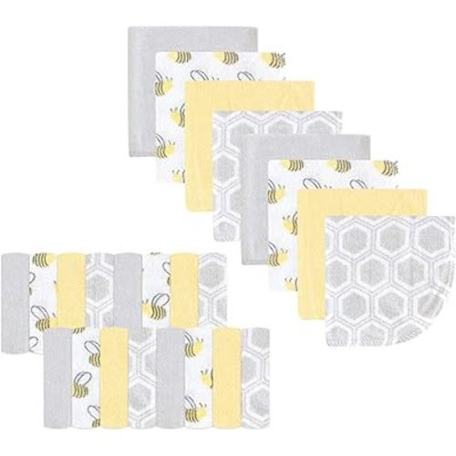 Luvable Friends Unisex Baby Super Soft Bundle Washcloths, Bee, One Size
