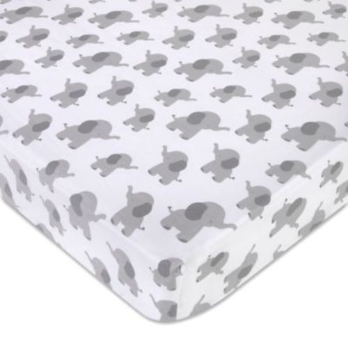 Wendy Bellissimo™ Mix & Match Lil Elephant Crib Sheet in White/Grey - WHITE - CRIB SHEET