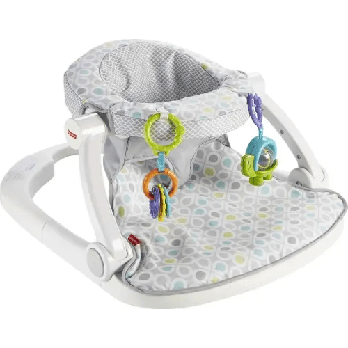 Fisher-Price Portable Baby Chair Sit-Me-Up Floor Seat With Developmental Toys & Machine Washable Seat Pad, Honeydew Drop