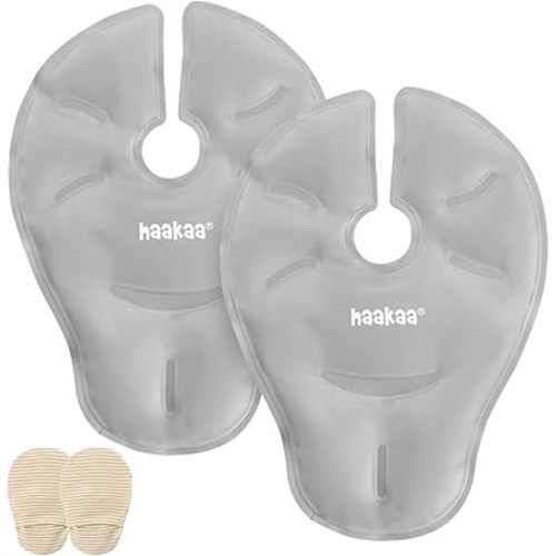 Haakaa Breast Therapy Packs Breast Ice Packs Breast Heating Pad Breastfeeding Essentials, Improve Milk Flow, Reduces Pain, Relieve Blockages & Mastitis (2pk, Grey)