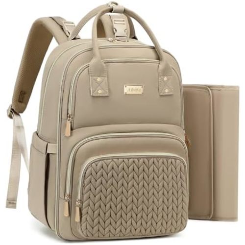 Diaper Bag Backpack - Large Multi functional, Boys, Girls & Baby Travel Essentials Tote with Changing Pad, Insulated Pockets, Stroller Straps, Waterproof - Diaper Bag for Mom & Maternity (Brown Taupe)