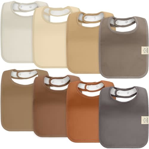 KeaBabies 8-Pack Organic Baby Bibs for Boys, Girls - Super Absorbent Cotton Drool Bibs for Baby Girl & Boy, Teething Toddler, Drooling Newborn, Ultra Soft & Machine Washable (Terracotta)
