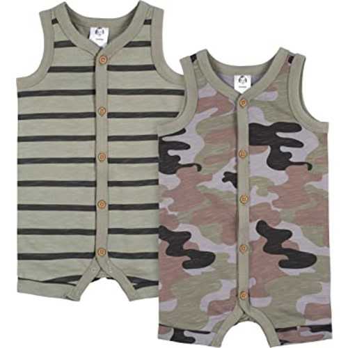 Gerber Baby-Boys 2-Pack Short Leg Romper