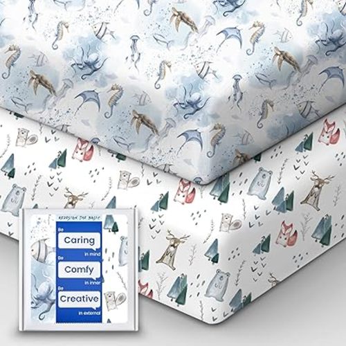 Baby Crib Sheets Boy Girl for Standard Crib Mattress - Ultra Soft Jersey Knit Neutral Crib Mattress Sheet, Safe and Snug, Durable, Stylish Crib Sheet Fitted, 28''x52''x9'' Extra Deep Pocket