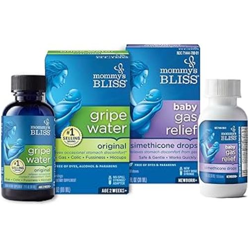 Mommy's Bliss Gripe Water & Baby Gas Relief Drops Combo Pack, Relieves Gas, Colic, Hiccups & Fussiness, Gentle for Babies, Total 3 oz