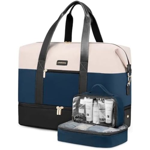 LOVEVOOK Weekender Bag, Large Travel Duffel Bag for Women with 2 Packing Cubes, Carry on Overnight Bag with Shoe Compartment, Mom Hospital Bags for Labor and Delivery