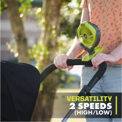 RYOBI USB Lithium Cordless Misting Clamp Fan Kit with USB Lithium 2Ah Battery and Charging Cable FVF55K