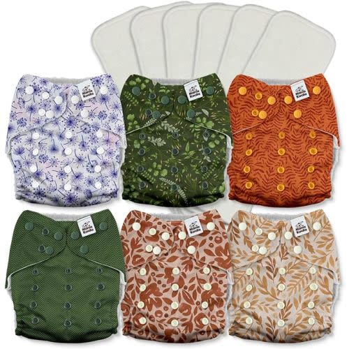 ALVABABY Baby Cloth Diapers 6 Pack with 12 Inserts One Size Adjustable  Washable Reusable for Baby Girls and Boys 6BM98