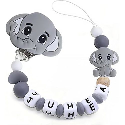 Paci Clip Personalized Silicone Pacifier Clip Elephant Pacifier Holder for Baby Girls Boys