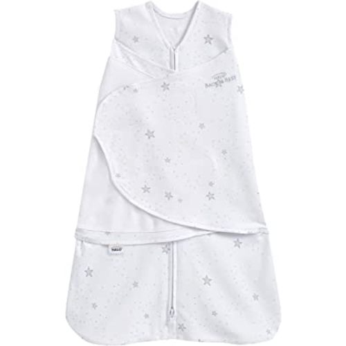 HALO 100% Cotton Sleepsack Swaddle, 3-Way Adjustable Wearable Blanket, TOG 1.5, Stardust, Newborn, 0-3 Months