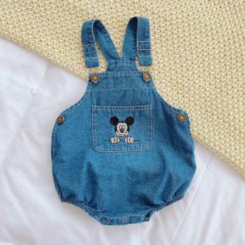 Retro Denim Mickey Mouse Romper – August + Willow