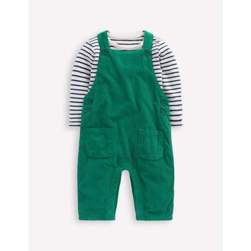 Novelty Cord Dungaree Set-Jewel Green