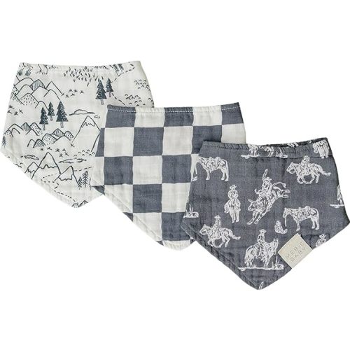 Mebie Baby Muslin Cotton Bib, 3 pack, Baby Bib Set for Burp, Spit Up, Drool, Bandana Bibs for Baby Boy or Baby Girl