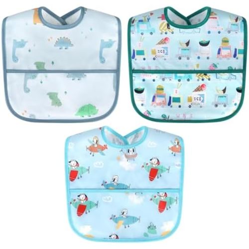 Accmor Waterproof Baby Bibs for Eating, Mess Proof Toddler Feeding Bibs for Girls Boys