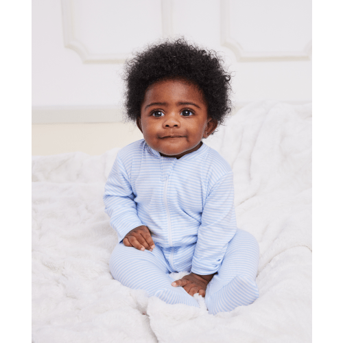 Simple Stripes Blue Pajama Zip Footie