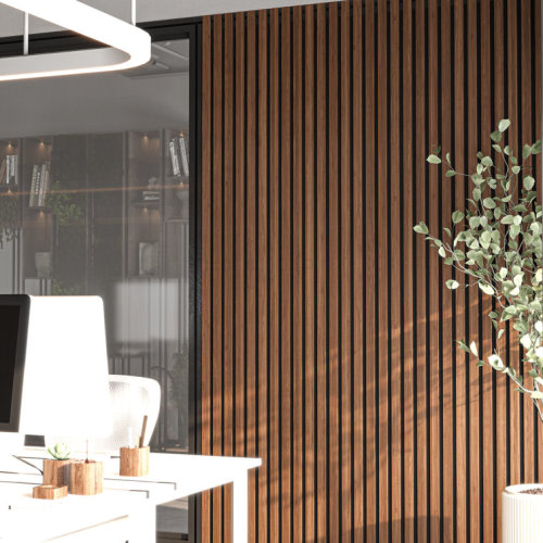 94" L x 24" W Acoustic Wood Wall Paneling, Decorative Soundproof Panels for Walls and Ceilings, 3D Slat Wood Wall Panels