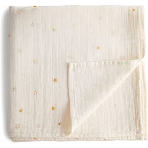 mushie Muslin Baby Swaddle Blanket | 100% Organic Cotton (Sun)