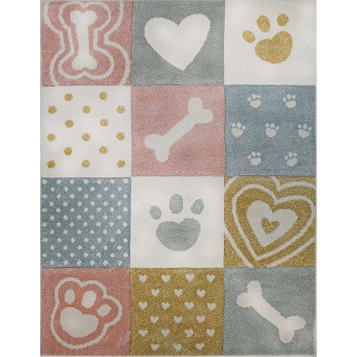 Zoomie Kids Area Rug for Kids Bedroom Cute Animal Puppy Love Modern Decor Nursery Playroom Carpet Mat | Wayfair