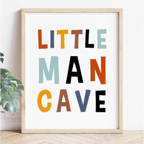 Little Man Cave Print Sign, Kids Room Wall Art, Boys Nursery Wall Decor, Playroom Decor, Toddler Room Decor, Boys Room Decor, Colorful Rainbow Son’s Room Decor, Unframed