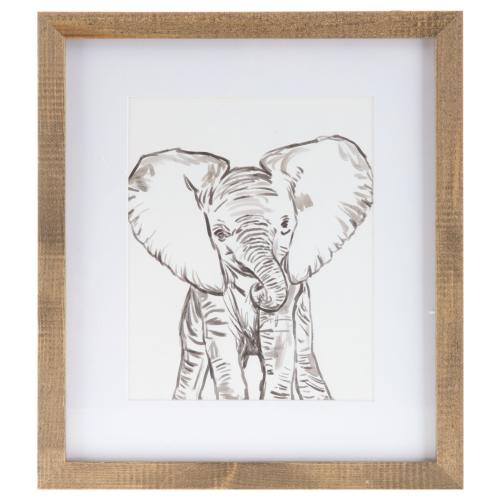 Baby Elephant Framed Wall Decor