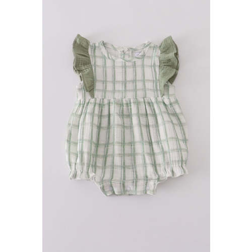 Premium sage ruffle plaid bubble