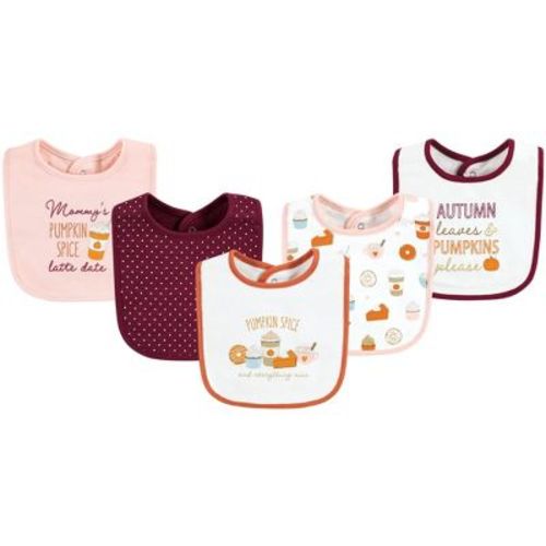 Hudson Baby Infant Girl Cotton Bibs, Pumpkin Spice Date, One Size
