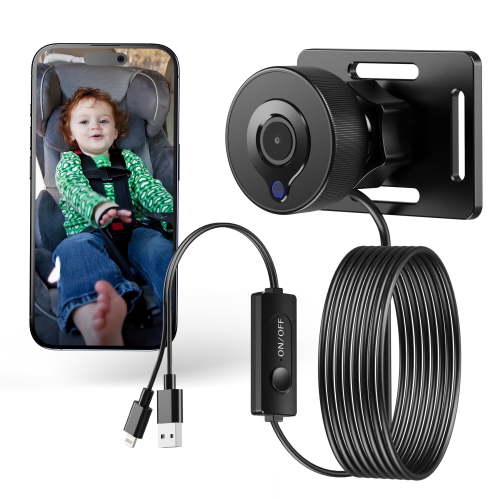 Loewten Baby Car Camera HD 1080P, Baby Car Mirror with Night Vision Feature, Easy Install,Car Monitor with Camera, Compatible with iPhone,Black