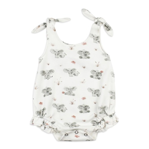 Baby Elephant Ruffle Organic Cotton Bubble Romper