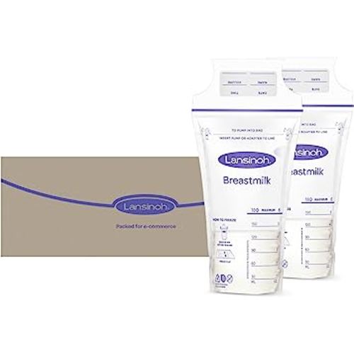 Lansinoh Breastmilk Storage Bags, 200 Count Value Pack, Easy to Use Milk Storage Bags for Breastfeeding, Presterilized, Hygienically Doubled-Sealed, for Refrigeration and Freezing, 6 Ounce