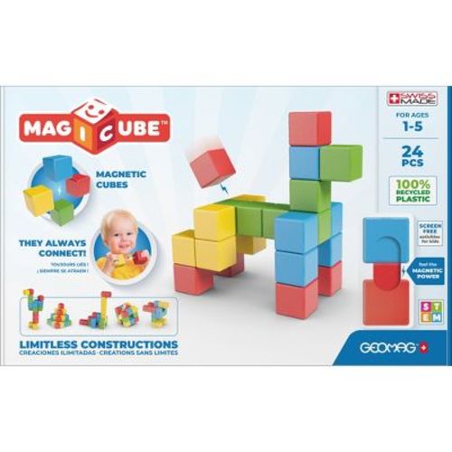 Geomag™ Magicubes Magnetic Building Blocks, Full Color Try Me Recycled, 24 Pieces