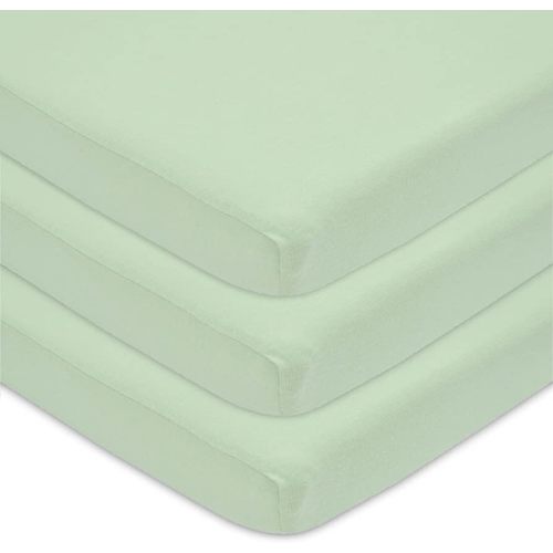 American Baby Company 100% Cotton Value Jersey Knit Fitted Portable/Mini-Crib Sheet, Celery, 24" x 38" x 5", for Boys and Girls, Pack of 3