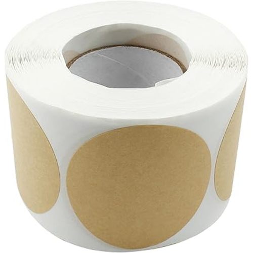 2 Inch Kraft Code Dot Stickers, Color Coding Label Round Blank Stickers Removable Writable Circle Adhesive Labels for Marking Organizing (500 Pieces Per Roll)