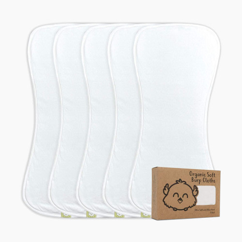 KeaBabies Urban Organic Burp Cloths (5 Pack) - Soft White