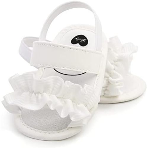 GDSDYM Infant Baby Girls Summer Sandals with Flower Bowknot Soft Sole Wedding Dress Flats Newborn First Walkers Crib Dress Shoes