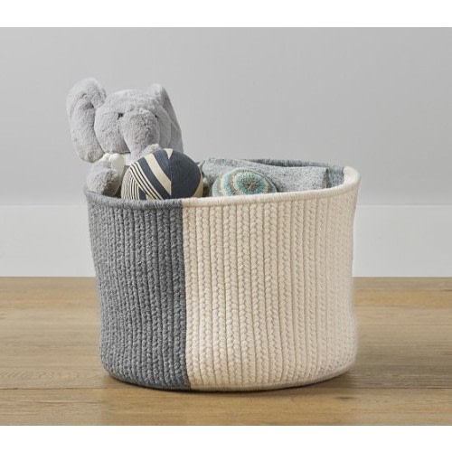Two Toned Wool Blend Basket | Pottery Barn Kids
